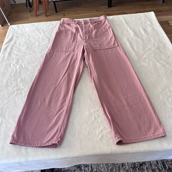 Madewell x As Ever Brancusi Pink Wide Leg High Waist Pants Size 25 - Picture 5 of 14